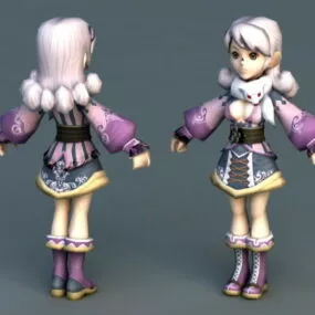 Unique Anime Fashion Girl 3d model