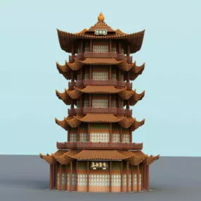 Yellow Crane Tower 3d model