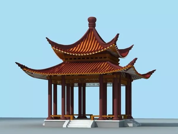 Lowpoly Chinese Garden Pavilion 3d model