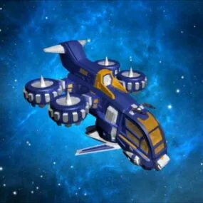 Animated Futuristic Gunship 3d model