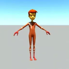 Red Boy Cartoon Rig 3d model