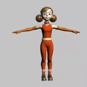 Cute Girl Cartoon Character 3d model