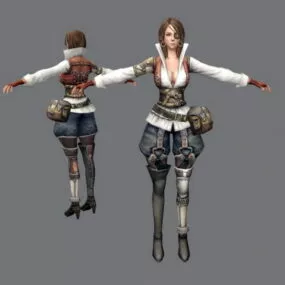 Pretty Female Pirate 3d model