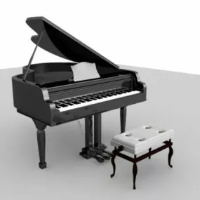Piano And Bench 3d model