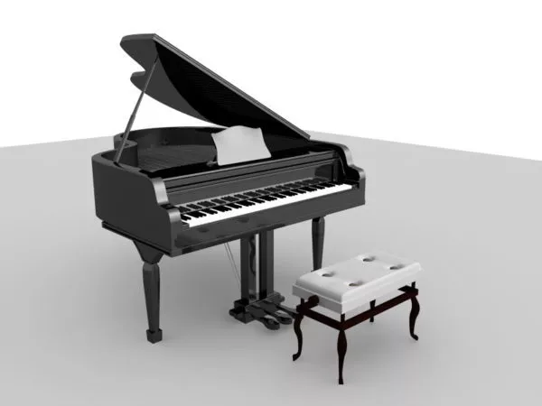 Piano And Bench 3d model Piano And Bench 3d model