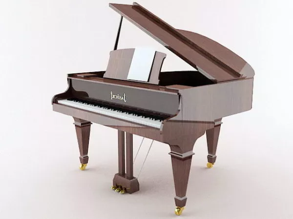 Black Grand Piano With Bench 3d model