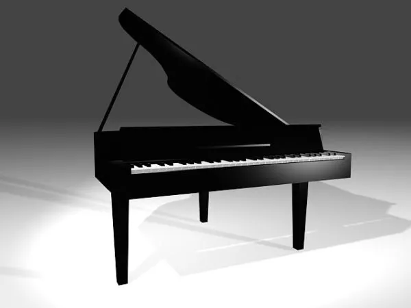 Black Upright Piano Instrument 3d model