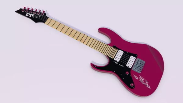 Guitar Instrument With Stand 3d model