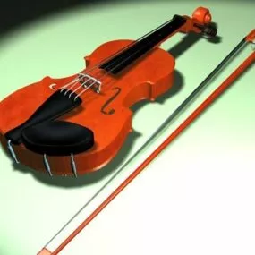 Violin With Bow 3d model