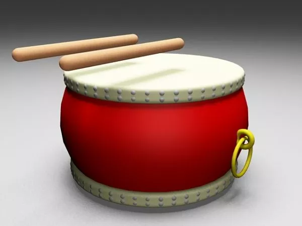 Chinese Drum With Sticks 3d model Chinese Drum With Sticks 3d model