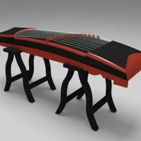 Guzheng With Stand 3d model