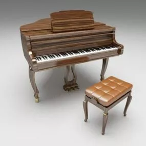 Grand Piano With Stool 3d model