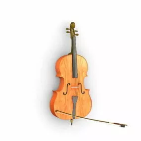 Cello With Bow 3d model