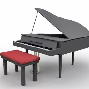 Grand Piano With Bench 3d model