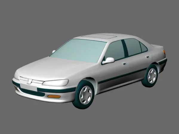 Yellow Peugeot Hatchback 3d model