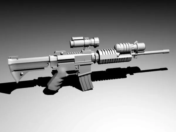 Assault Rifle With Scope 3d model Assault Rifle With Scope 3d model