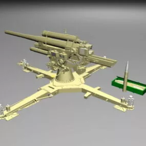 German 8.8 Cm Flak 36 Artillery Gun 3d model