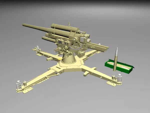 German 88mm Anti Tank Artillery 3d model