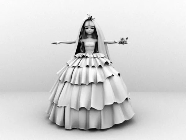 Cartoon Bride 3d model Cartoon Bride 3d model