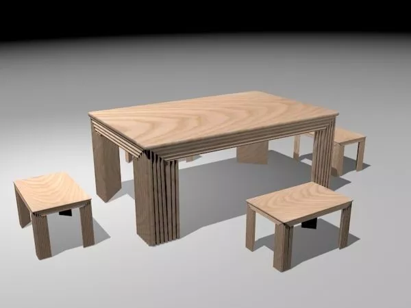 Wood Dining Table Sets 3d model Wood Dining Table Sets 3d model