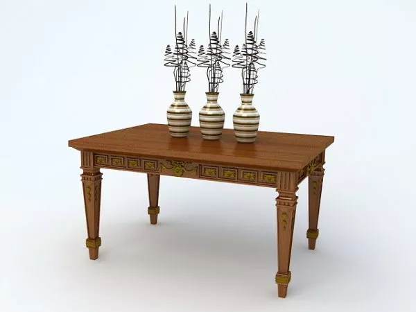 Vintage Table And Vases 3d model Vintage Table And Vases 3d model