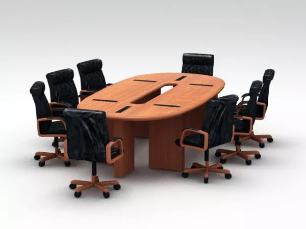 Oval Conference Desk With Chairs 3d model Oval Conference Desk With Chairs 3d model