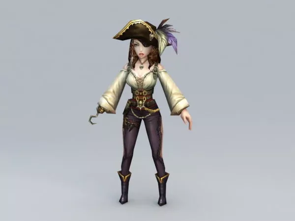 The Pirate Character With Treasure Chest 3d model