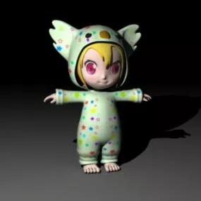 Cartoon Toddler Girl 3d model