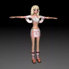 Cartoon Medieval Beautiful Girl 3d model
