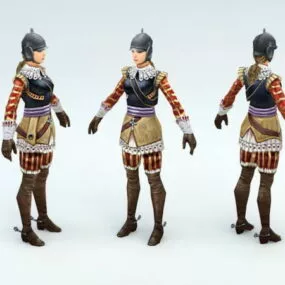 Female Medieval Knight 3d model