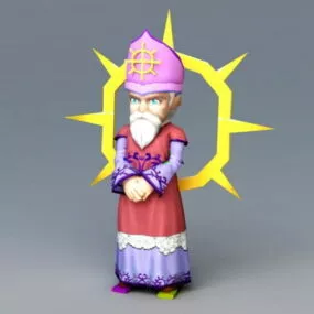 Cartoon Bishop Rig 3d model