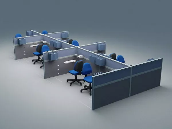 Office Workspace Cubicle With Storage Cabinet 3d model