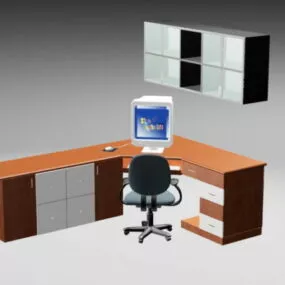 Wood Home Office Furniture 3d model