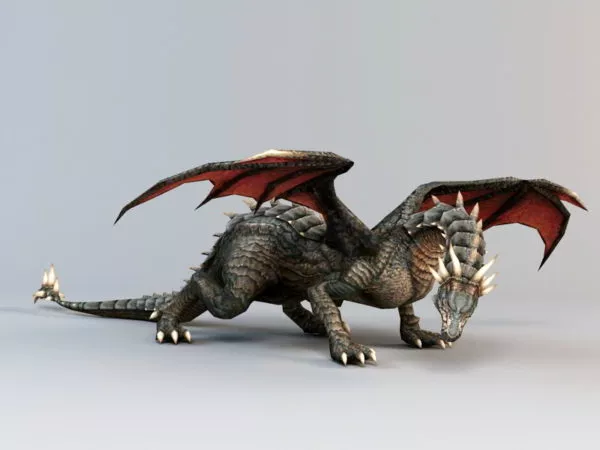 Medieval European Dragon Statue 3d model