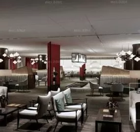 City Restaurant Interior Scene 3d model