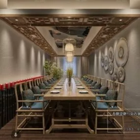 Restaurant Modern Dinning Room Interior Scene 3d model