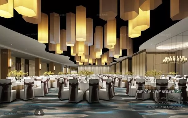 Large Restaurant Wedding Space Interior Scene 3d model Large Restaurant Wedding Space Interior Scene 3d model