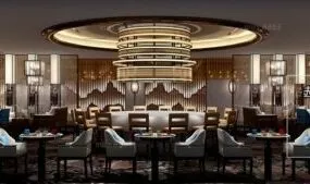 Restaurant With Big Chandelier Interior Scene 3d model