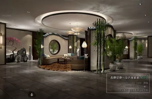 Large Office Hall Meeting Space 3d model