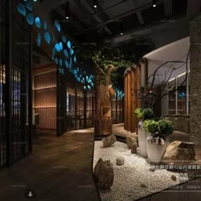 Restaurant Indoor Lounge Space Interior Scene 3d model