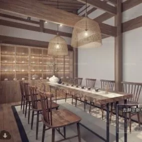 Asian Drink Restaurant Interior Scene 3d model