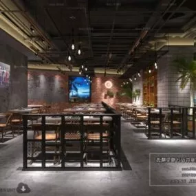 Dinning Restaurant Interior Scene 3d model