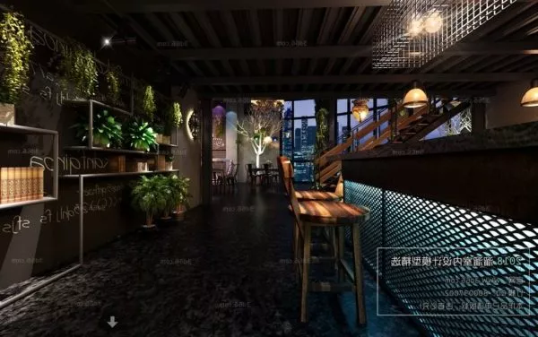 Industrial Style Coffee Bar Interior Scene 3d model Industrial Style Coffee Bar Interior Scene 3d model