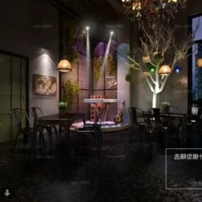 Small Coffee Space Interior Scene 3d model