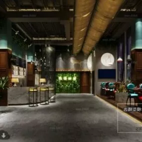 Vintage Chinese Restaurant Interior Scene 3d model