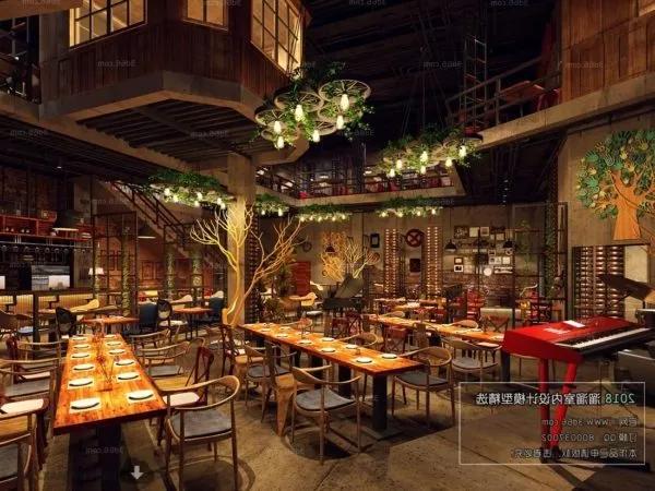 Wooden Industrial Style Restaurant Decor Interior Scene Interior Scene 3d model Wooden Industrial Style Restaurant Decor Interior Scene Interior Scene 3d model