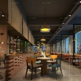 Industrial Restaurant Design Interior Scene 3d model