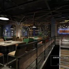 Modern Design Hot Pot Restaurant Interior Scene 3d model