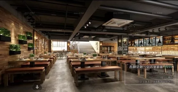 Modern Industrial Design Restaurant Interior Scene 3d model Modern Industrial Design Restaurant Interior Scene 3d model