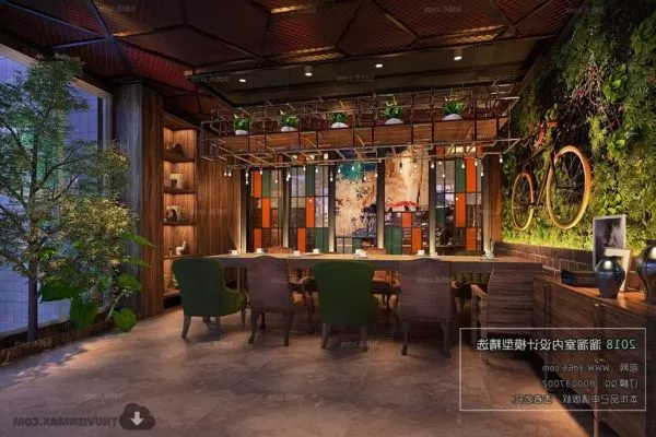 Drink Shop With Bicycle Decoration Interior Scene 3d model Drink Shop With Bicycle Decoration Interior Scene 3d model